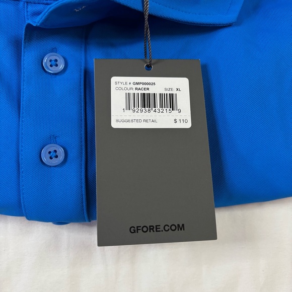 GFORE Rib Gusset Tech Pique Golf Polo RACER Blue Men’s Size XL - Picture 6 of 6